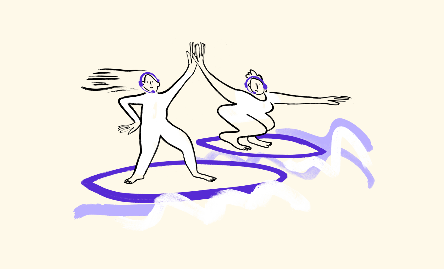 Two surfers high-fiving